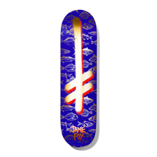 Deathwish Skateboards Jamie Foy "Gang Logo Fishes" deck, 8.0"x31.5", gold foil, steep concave, Canadian Maple