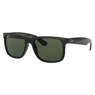Ray-Ban New Wayfarer Classic sunglasses in polished black with green G-15 lenses and nylon frame.