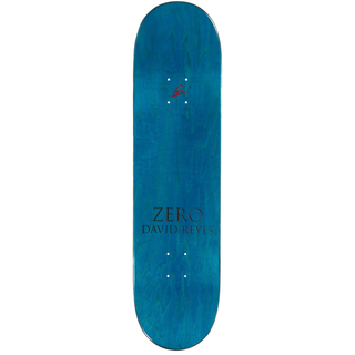 “Zero Reyes Lewandowski 3 Har-Meggon skateboard deck featuring a dark cloaked figure holding a flaming staff against a blue-gray background.”