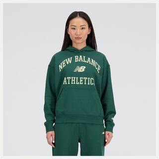 Image of the New Balance Athletics Varsity Oversized Fleece Hoodie, a soft French terry hoodie in a stylish oversized fit, with embroidered detailing.