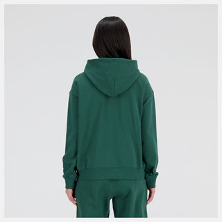 Image of the New Balance Athletics Varsity Oversized Fleece Hoodie, a soft French terry hoodie in a stylish oversized fit, with embroidered detailing.