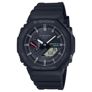 G-SHOCK GAB2100-1A watch, black case and band, Bluetooth, shock resistant.