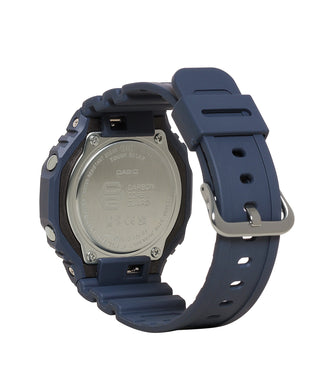 GAB2100-2A G-SHOCK watch in blue with carbon core guard structure, Bluetooth connectivity, world time, stopwatch, and countdown timer.