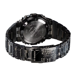 G-SHOCK GMWB5000TCC-1 black titanium watch with camouflage pattern, solar-powered, water-resistant, with LED backlight.