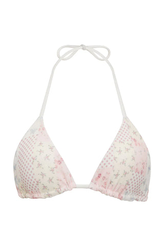 Image of FRANKIES BIKINIS Nick bikini top in Verona, made from soft and comfortable terrycloth fabric, featuring adjustable neck and back ties, and ultra-thin straps in a classic triangle shape.