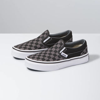 Vans Kids Checkerboard Classic Slip On Shoes Black/Pewter
