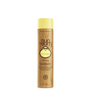 Bottle of Sun Bum Revitalizing Conditioner with Coconut Oil, Banana, and Sunflower Seed Oil for healthy hair.