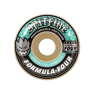 Spitfire Wheels Formula Four 97a Conical Full 54mm Wheels Natural/Teal