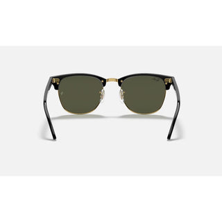 Ray-Ban Clubmaster Classic Sunglasses RB3016 in Polished Black On Gold with G-15 Green lenses, square browline acetate frame with Black On Gold temples, 51mm lens width, 43.9mm lens height, 145mm temple length, iconic browline design