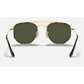 Ray-Ban Marshal II sunglasses in polished gold metal frame with adjustable nose pads, offering a bold hexagonal shape.