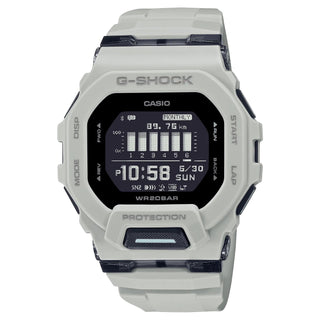 GBD-200UU-9 men's watch from G-SHOCK, featuring yellow resin band and case, with black dial and digital display. Includes fitness tracking, Bluetooth connectivity, and shock resistance. Ideal for sports and active lifestyles.