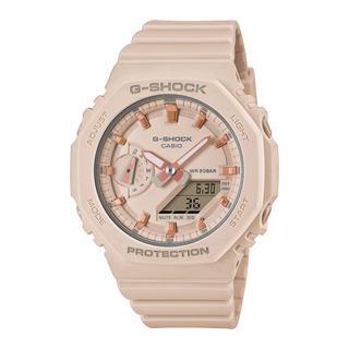 G-SHOCK GMAS2100-4A analog-digital watch, matte black with metallic indices, durable design.
